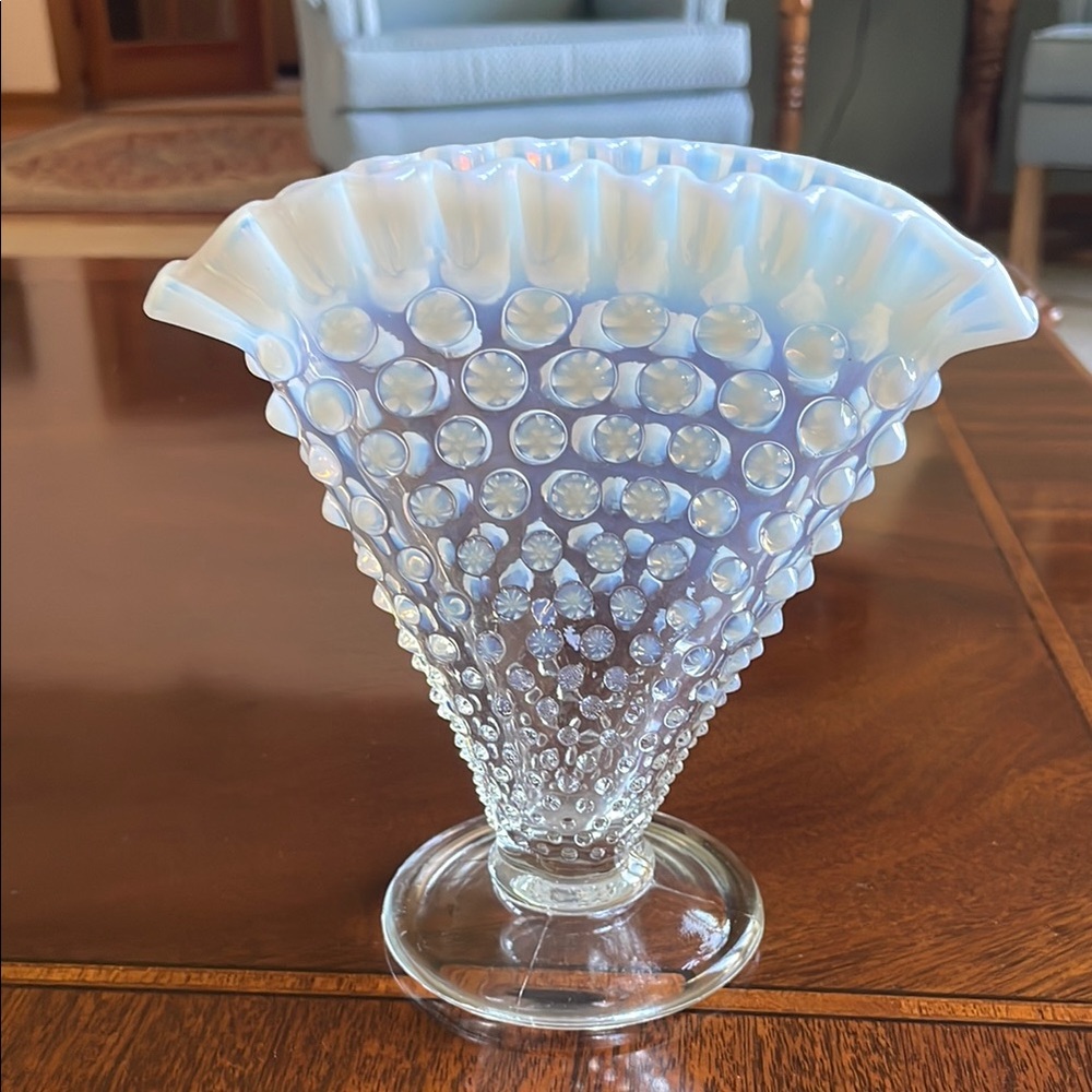 Fenton French opalescent Hobnail Glass Vase